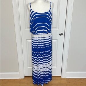 Apt 9 Maxi Striped Dress Size XL Blue White Sleeveless New